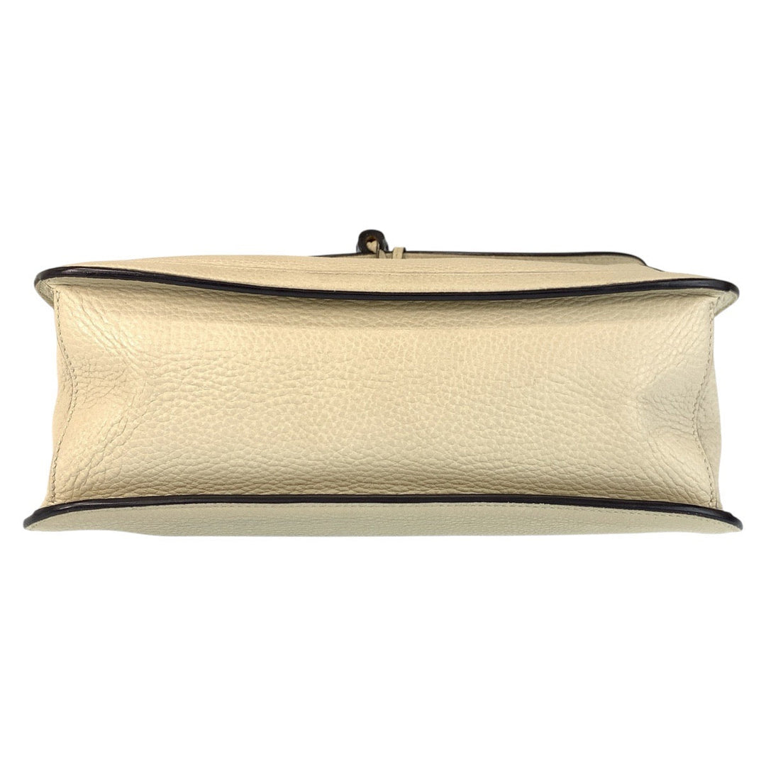 GUCCI Shoulder Bag 370826 leather Ivory SilverMetal Shoulder Bag Messenger bag Bamboo Daily Flap Women Used Authentic