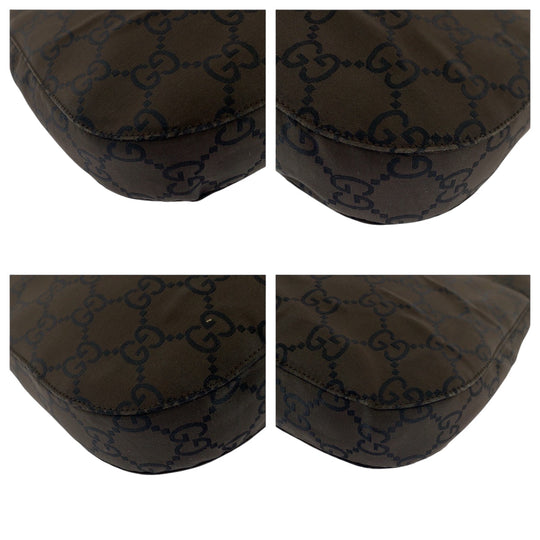 GUCCI Shoulder Bag 001 3166 Nylon Dark Brown SilverMetal One Shoulder Bag Women Used Authentic