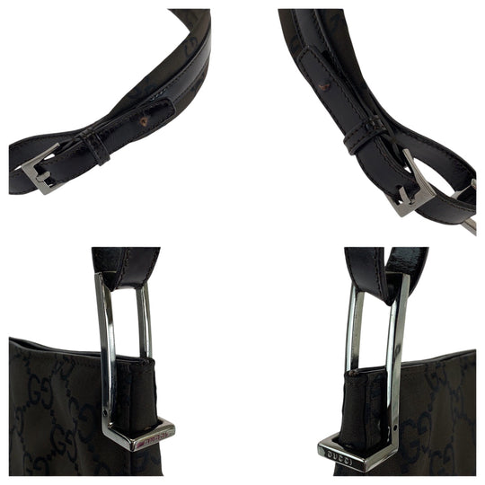 GUCCI Shoulder Bag 001 3166 Nylon Dark Brown SilverMetal One Shoulder Bag Women Used Authentic