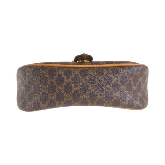 CELINE Shoulder Bag PVC, Leather Brown Gold Metal Shoulder Bag pochette Macadam Medal Women Used Authentic