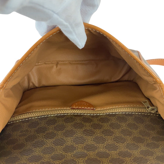 CELINE Shoulder Bag PVC Brown Gold Metal Shoulder Bag pochette Macadam Pattern Circle logo Women Used Authentic