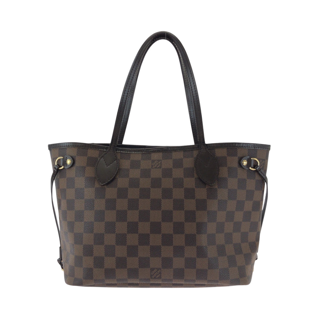 LOUIS VUITTON Tote Bag N41359 PVC Brown Gold Metal Damier Ebene Never full PM
