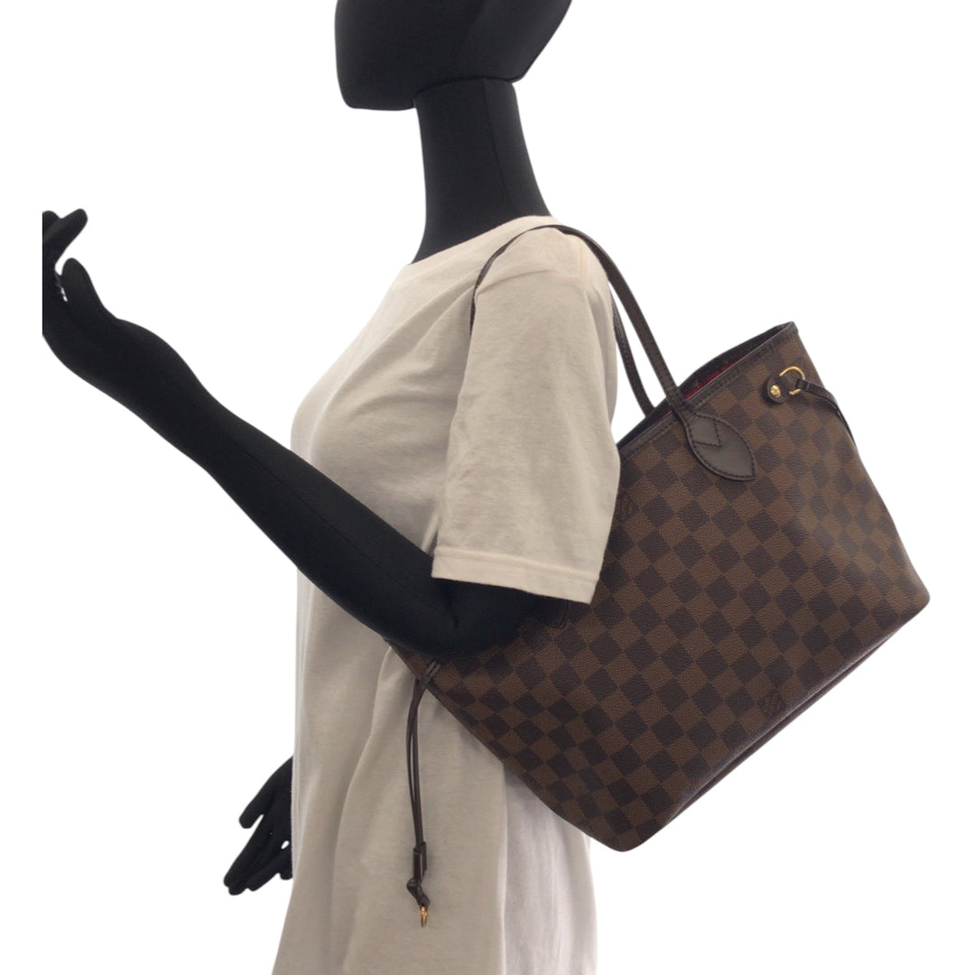 LOUIS VUITTON Tote Bag N41359 PVC Brown Gold Metal Damier Ebene Never full PM