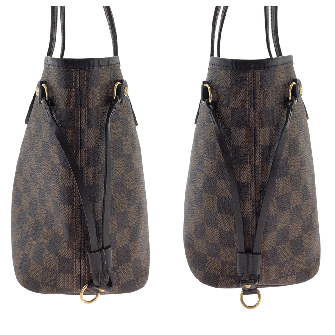 LOUIS VUITTON Tote Bag N41359 PVC Brown Gold Metal Damier Ebene Never full PM