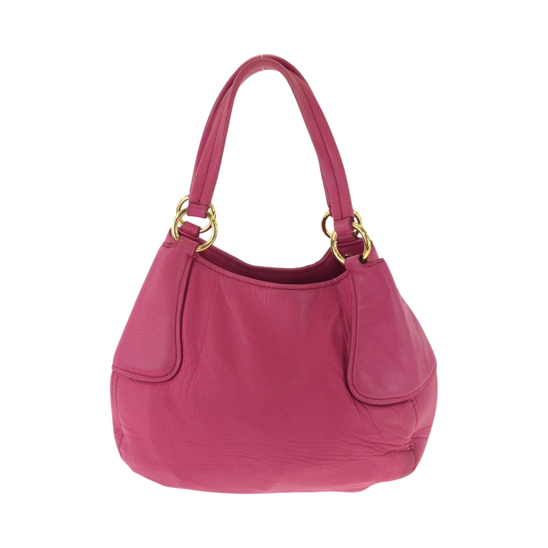 MIUMIU Shoulder Bag leather Pink Gold Metal One Shoulder Bag Handbag logo Women Used Authentic