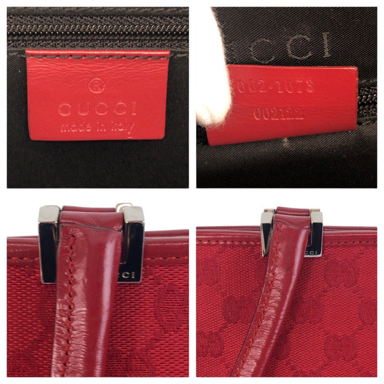 GUCCI Shoulder Bag 002 1073 GG canvas, leather Red Silver Metal Shoulder Bag handbag Jackie Women Used Authentic