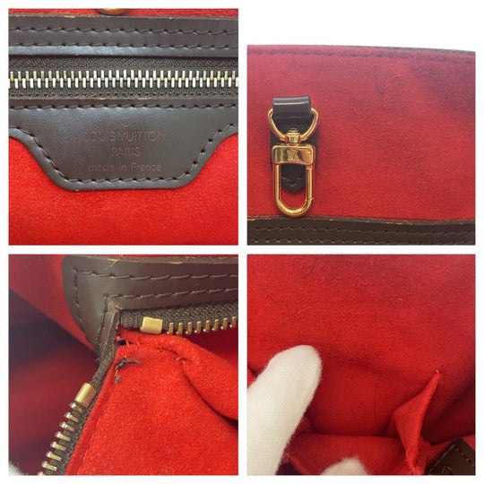 LOUIS VUITTON Tote Bag N51205 PVC, Leather Brown Red Gold Metal Tote Bag Shoulder Bag Damier HamsteadPM Women Used Authentic