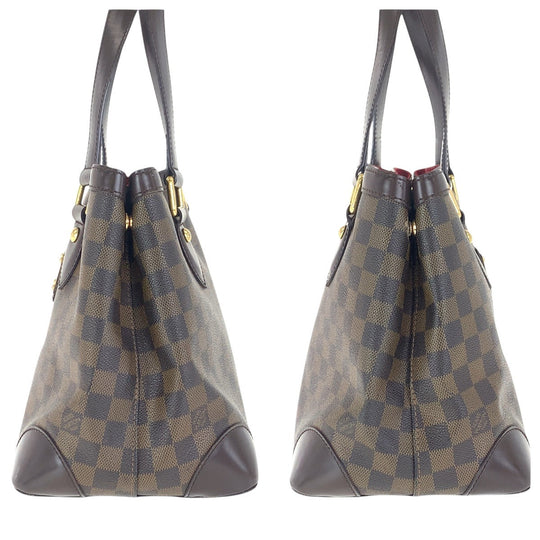 LOUIS VUITTON Tote Bag N51205 PVC, Leather Brown Red Gold Metal Tote Bag Shoulder Bag Damier HamsteadPM Women Used Authentic