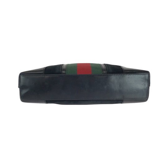 GUCCI Shoulder Bag 33900 Suede, Leather Black Green Red SilverMetal One Shoulder Bag Sherry line Women Used Authentic