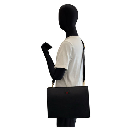 GUCCI Shoulder Bag 450976 leather Black GoldMetal Shoulder Bag Clutch bag 2way Sherry line mens Used Authentic