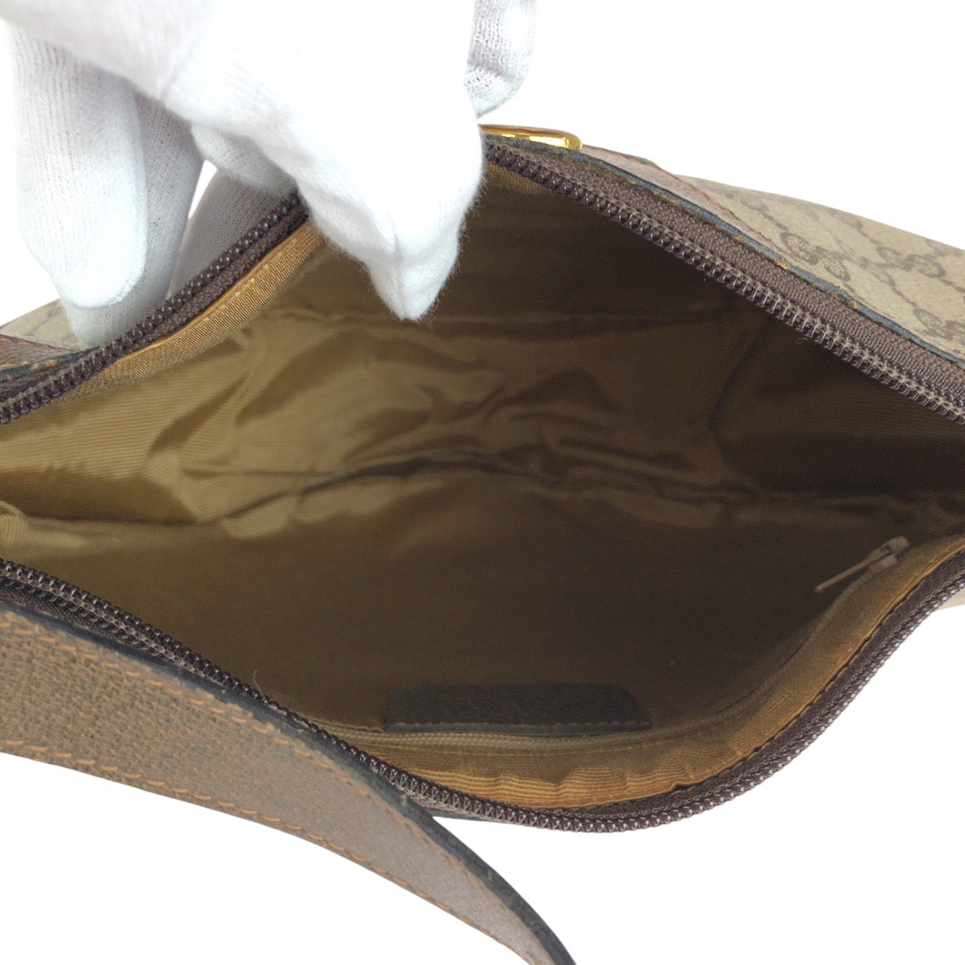 GUCCI Shoulder Bag 10 02 008 GG Supreme Canvas Beige Brown Brown Metal Shoulder Bag Shoulder Bag Sherry Line Old Gucci Women Used Authentic