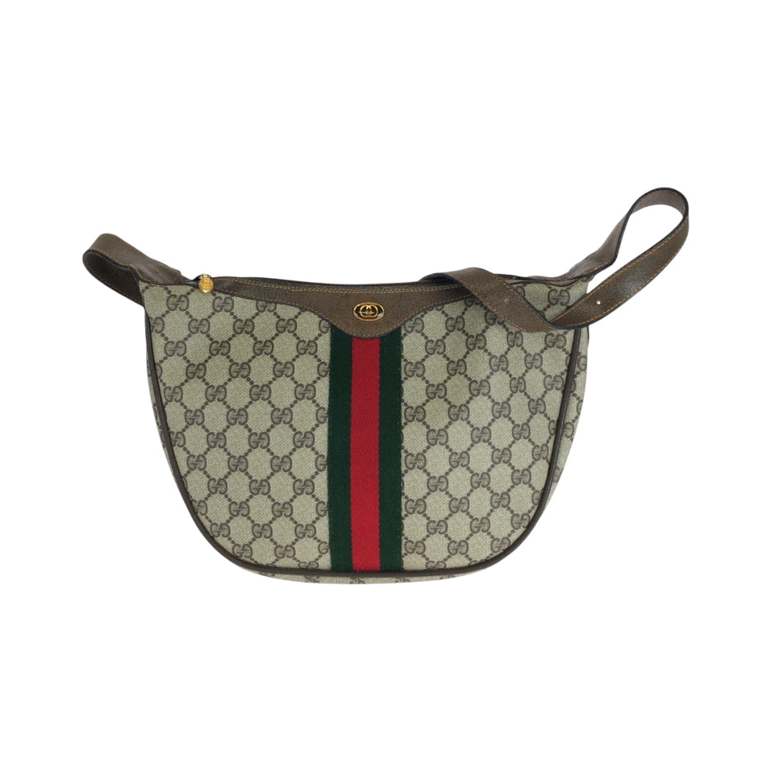 GUCCI Shoulder Bag 10 02 008 GG Supreme Canvas Beige Brown Brown Metal Shoulder Bag Shoulder Bag Sherry Line Old Gucci Women Used Authentic