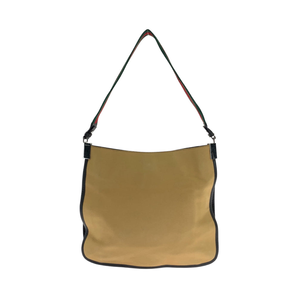 GUCCI Shoulder Bag 001 4321 canvas Brown Red Green SilverMetal Hobo Shoulder Bag Sherry line Women Used Authentic