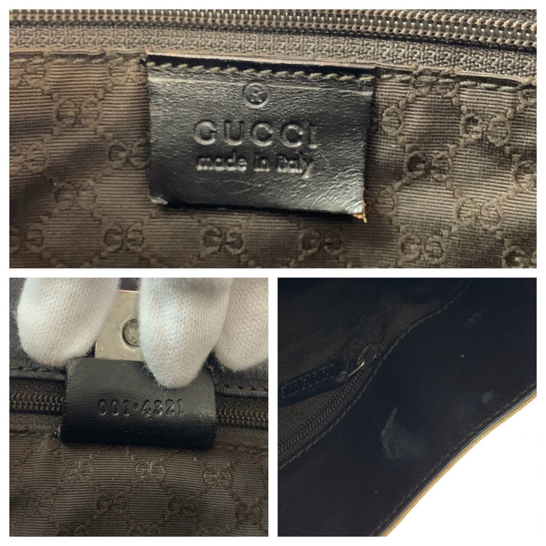 GUCCI Shoulder Bag 001 4321 canvas Brown Red Green SilverMetal Hobo Shoulder Bag Sherry line Women Used Authentic