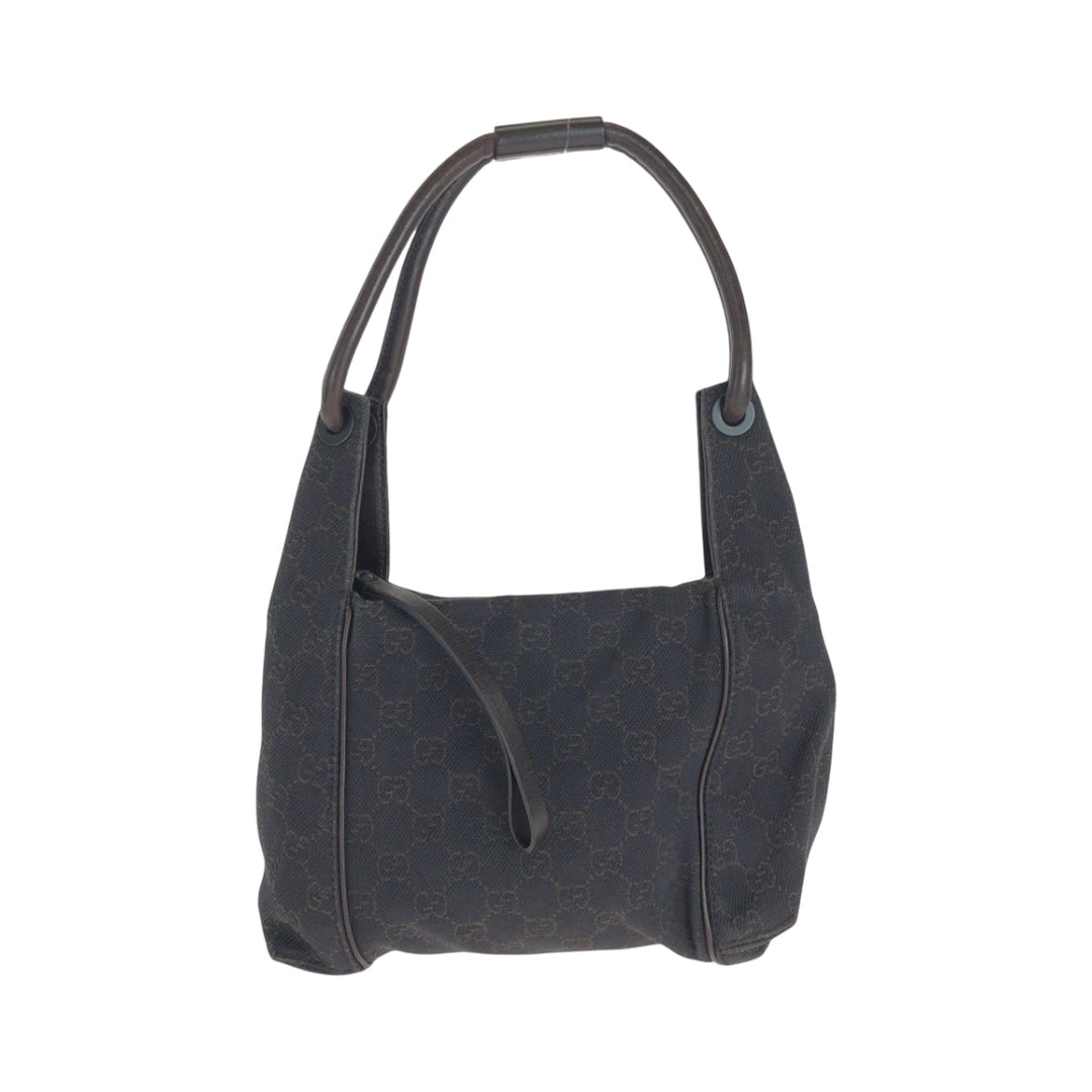 GUCCI Shoulder Bag 101333 GG canvas Brown Black Metal Shoulder Bag handbag Women Used Authentic