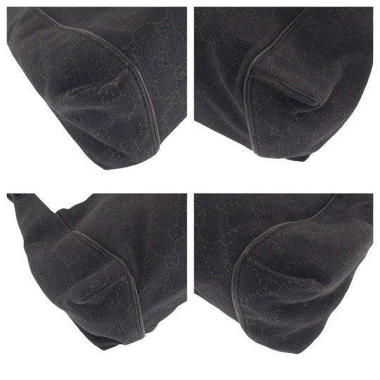 GUCCI Shoulder Bag 101333 GG canvas Brown Black Metal Shoulder Bag handbag Women Used Authentic