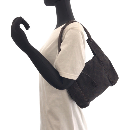 GUCCI Shoulder Bag 101333 GG canvas Brown Black Metal Shoulder Bag handbag Women Used Authentic