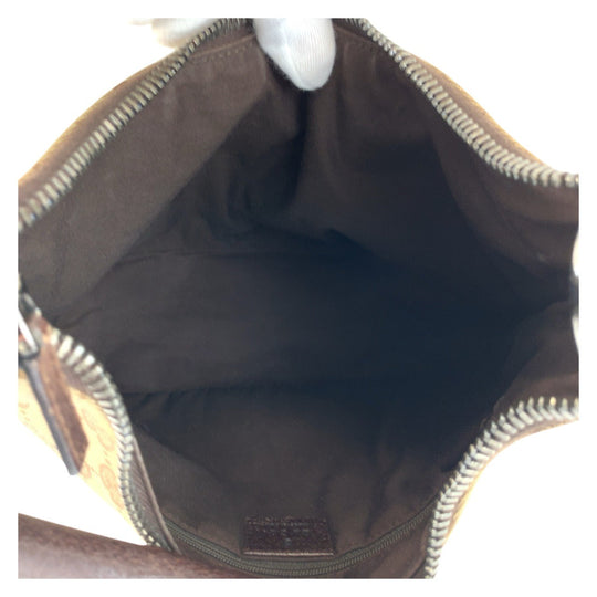GUCCI Shoulder Bag 115003 GG canvas, leather Beige brown Hobo Shoulder Bag Women Used Authentic
