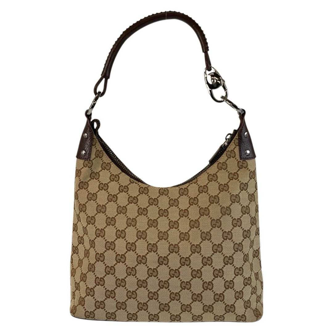 GUCCI Shoulder Bag 115003 GG canvas, leather Beige brown Hobo Shoulder Bag Women Used Authentic
