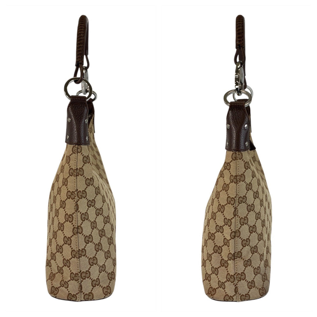 GUCCI Shoulder Bag 115003 GG canvas, leather Beige brown Hobo Shoulder Bag Women Used Authentic