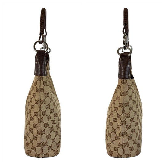 GUCCI Shoulder Bag 115003 GG canvas, leather Beige brown Hobo Shoulder Bag Women Used Authentic