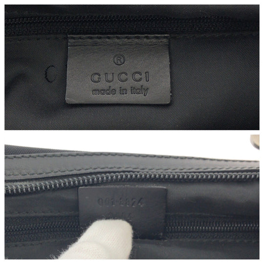 GUCCI Shoulder Bag 001 3374 Nylon Black SilverMetal ChainShoulder Bag Women Used Authentic