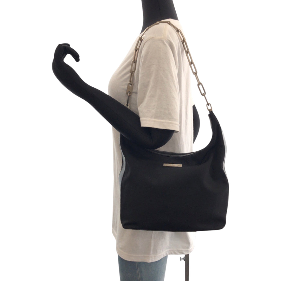 GUCCI Shoulder Bag 001 3374 Nylon Black SilverMetal ChainShoulder Bag Women Used Authentic