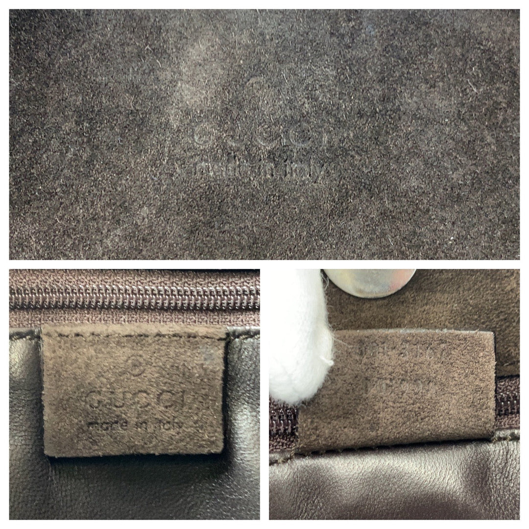 GUCCI Shoulder Bag 001 3167 Suede Brown