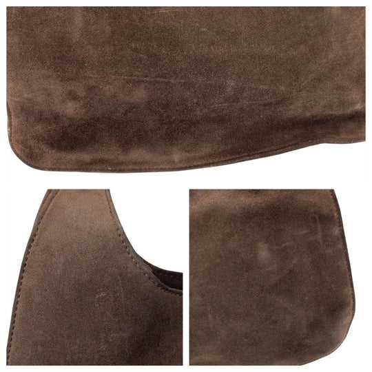GUCCI Shoulder Bag 001 3167 Suede Brown
