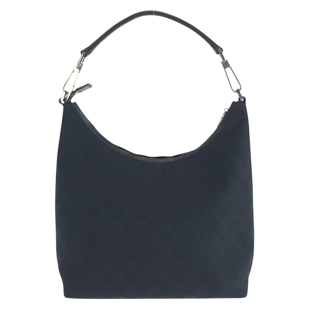 GUCCI Shoulder Bag 000 0602 GG canvas, leather Black black Hobo Shoulder Bag Women Used Authentic