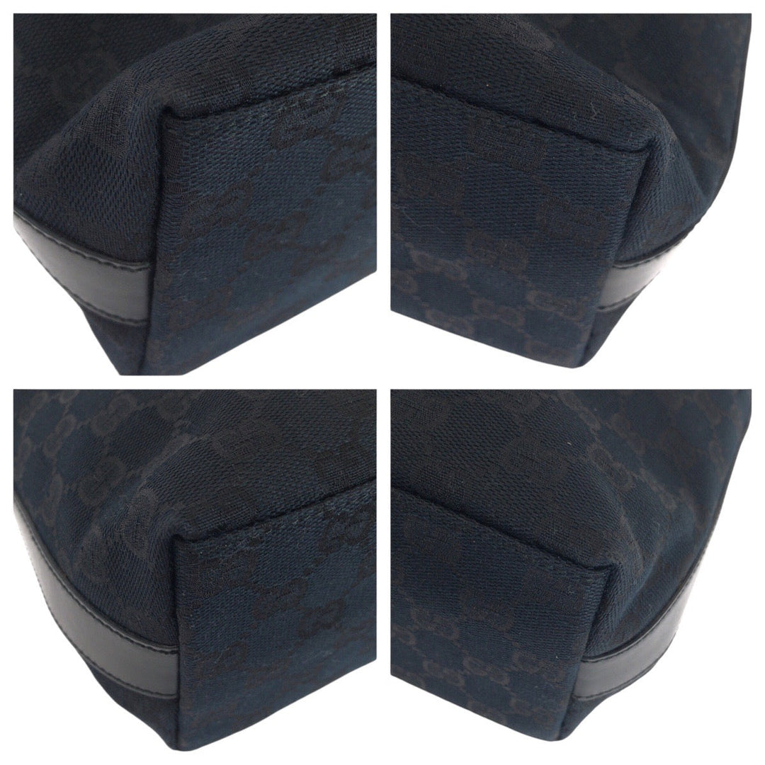 GUCCI Shoulder Bag 000 0602 GG canvas, leather Black black Hobo Shoulder Bag Women Used Authentic