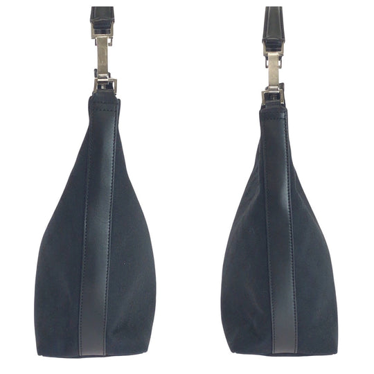 GUCCI Shoulder Bag 000 0602 GG canvas, leather Black black Hobo Shoulder Bag Women Used Authentic