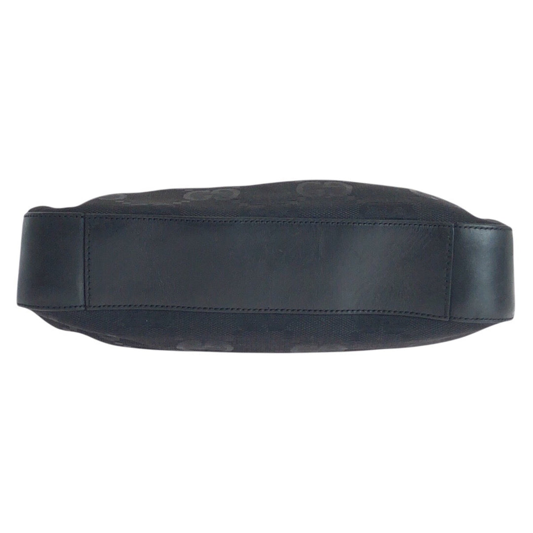 GUCCI Shoulder Bag 001 3821 Canvas, Leather Black SilverMetal Shoulder Bag Hobo Jumbo GG Women Used Authentic