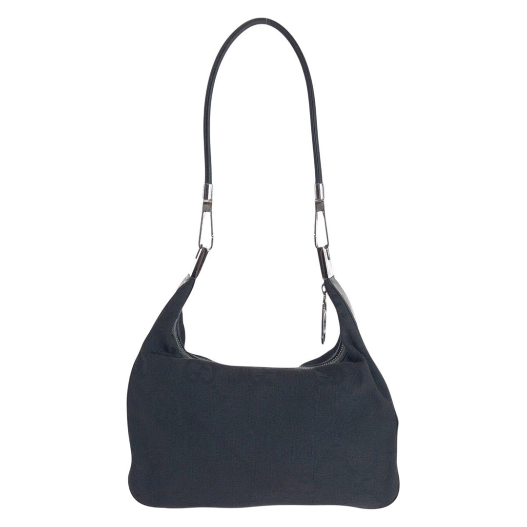 GUCCI Shoulder Bag 001 3821 Canvas, Leather Black SilverMetal Shoulder Bag Hobo Jumbo GG Women Used Authentic