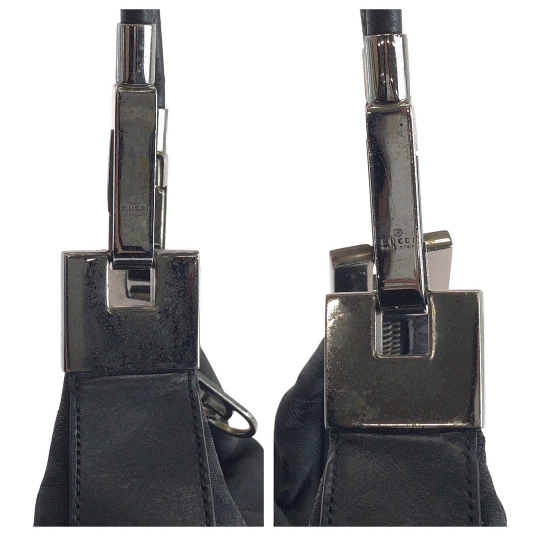 GUCCI Shoulder Bag 001 3821 Canvas, Leather Black SilverMetal Shoulder Bag Hobo Jumbo GG Women Used Authentic