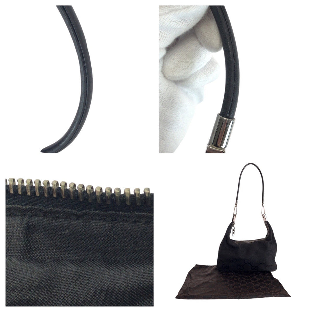 GUCCI Shoulder Bag 001 3821 Canvas, Leather Black SilverMetal Shoulder Bag Hobo Jumbo GG Women Used Authentic