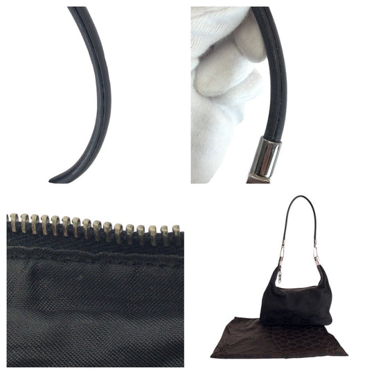 GUCCI Shoulder Bag 001 3821 Canvas, Leather Black SilverMetal Shoulder Bag Hobo Jumbo GG Women Used Authentic