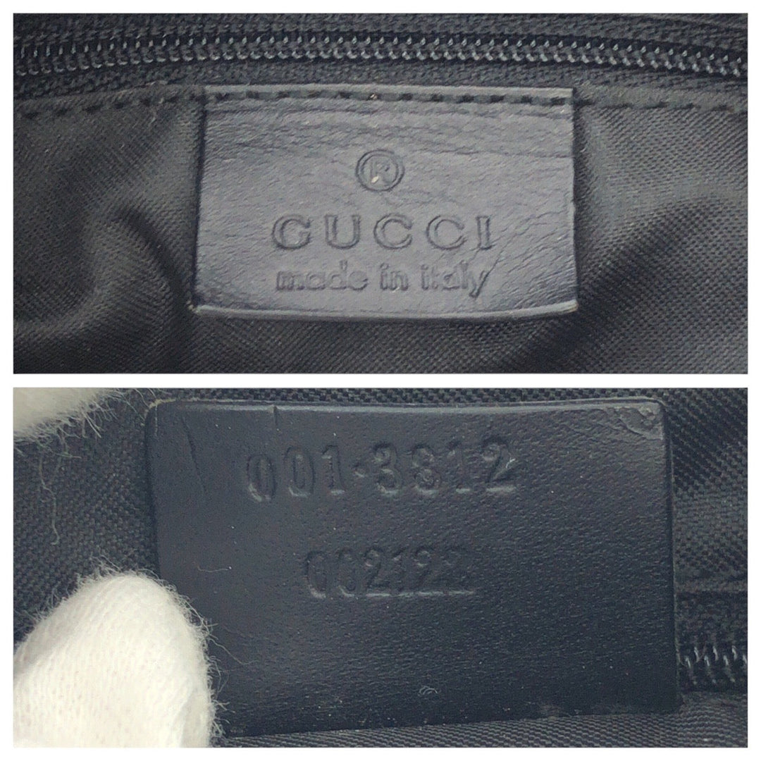 GUCCI Shoulder Bag 001 3821 Canvas, Leather Black SilverMetal Shoulder Bag Hobo Jumbo GG Women Used Authentic