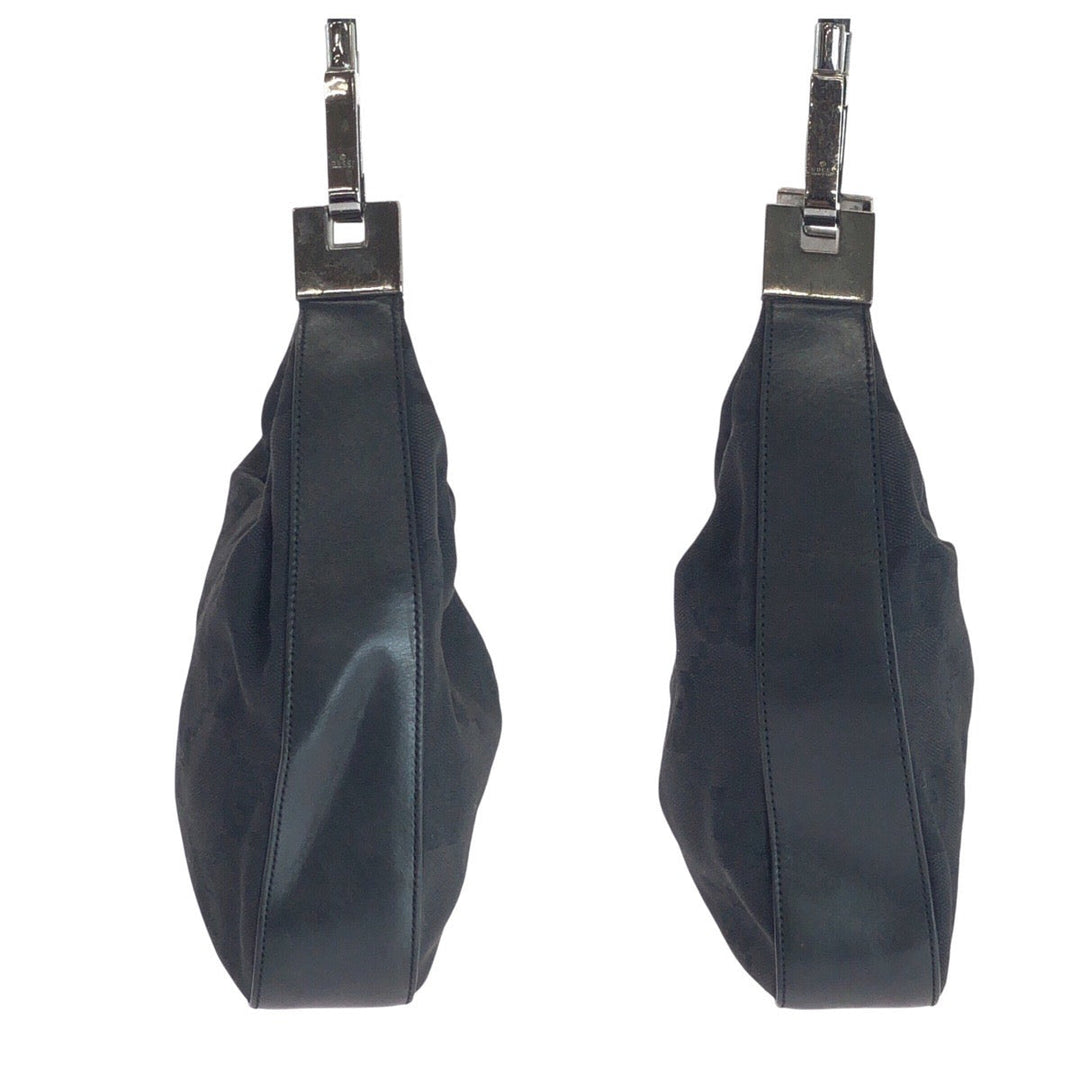 GUCCI Shoulder Bag 001 3821 Canvas, Leather Black SilverMetal Shoulder Bag Hobo Jumbo GG Women Used Authentic