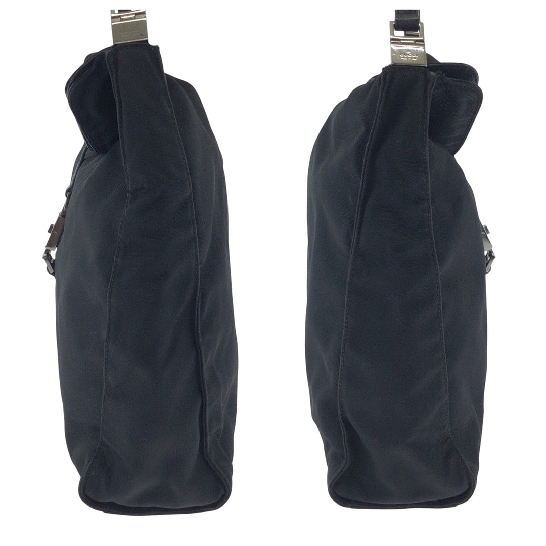 GUCCI Shoulder Bag 001 3348 GG canvas Black SilverMetal Hobo Shoulder Bag Handbag Jackie Women Used Authentic