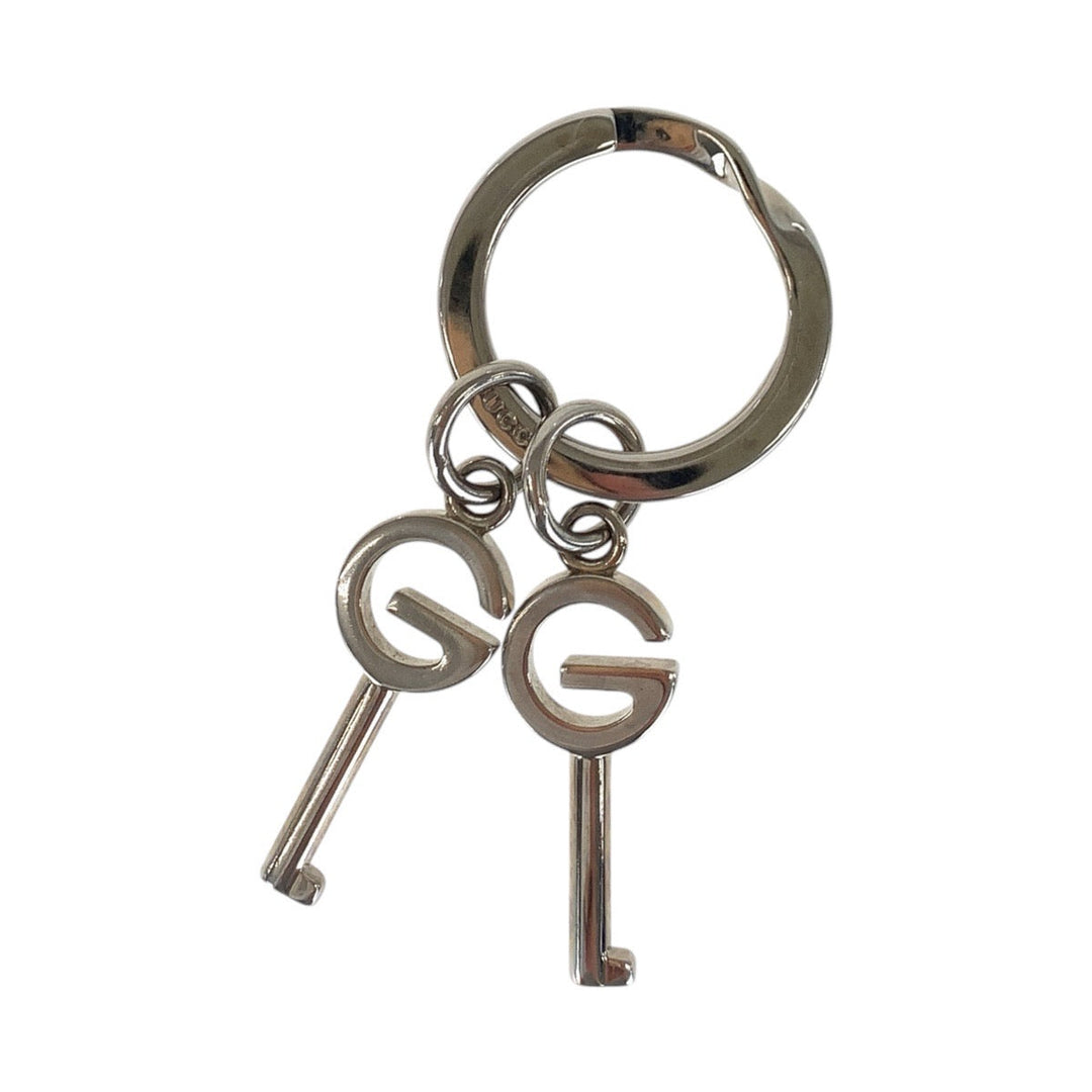 GUCCI key ring metal Silver Keychains Unisex GG pattern Women(Unisex) Used Authentic