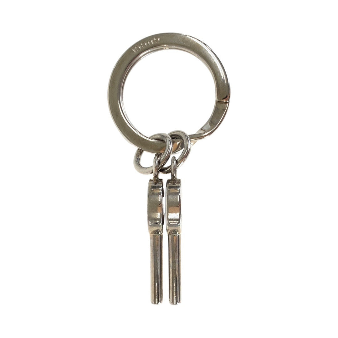 GUCCI key ring metal Silver Keychains Unisex GG pattern Women(Unisex) Used Authentic