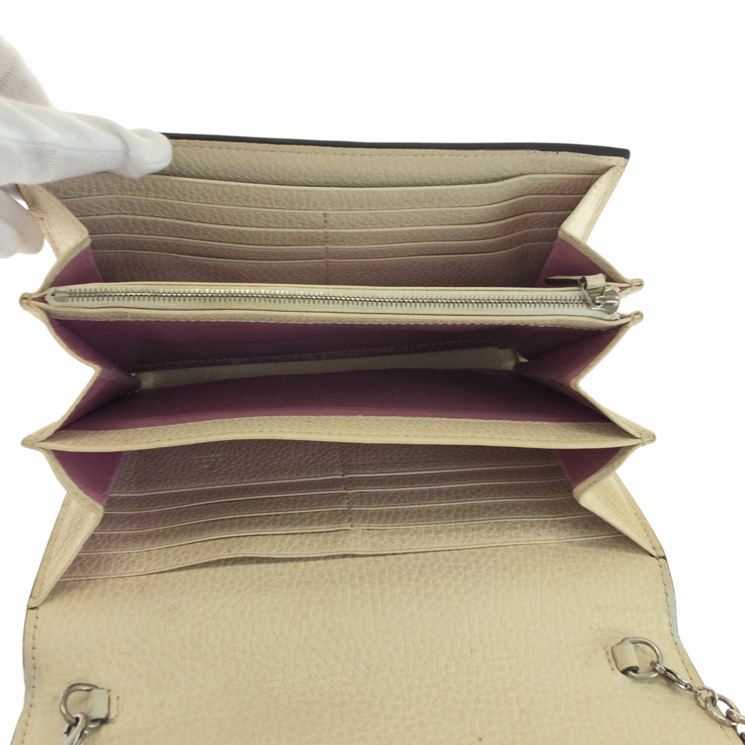 GUCCI Shoulder Bag 401231 leather White SilverMetal ChainShoulder Bag Dionysus Women Used Authentic