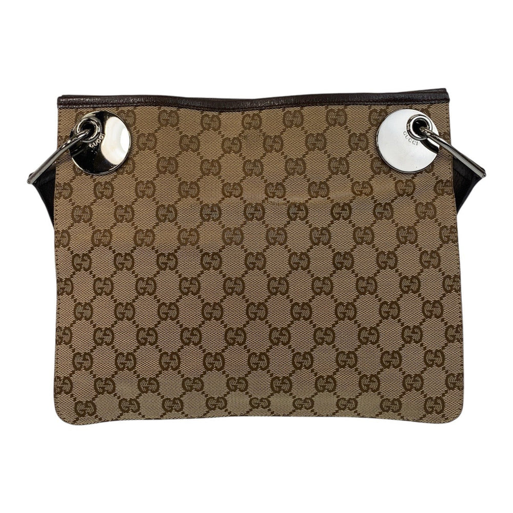 GUCCI Shoulder Bag 120841 GG canvas, leather Beige brown Shoulder Bag pochette Women Used Authentic