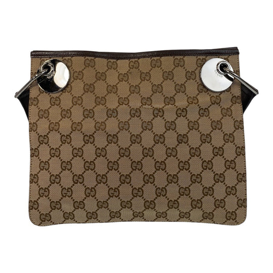 GUCCI Shoulder Bag 120841 GG canvas, leather Beige brown Shoulder Bag pochette Women Used Authentic