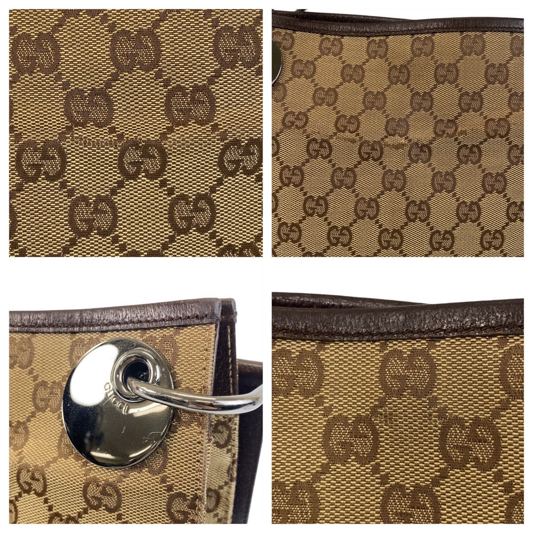 GUCCI Shoulder Bag 120841 GG canvas, leather Beige brown Shoulder Bag pochette Women Used Authentic