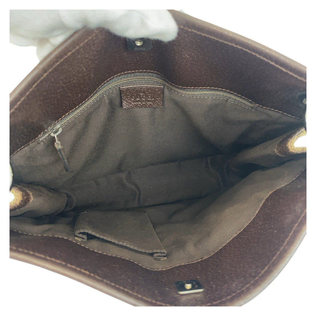 GUCCI Shoulder Bag 120841 GG canvas, leather Beige brown Shoulder Bag pochette Women Used Authentic