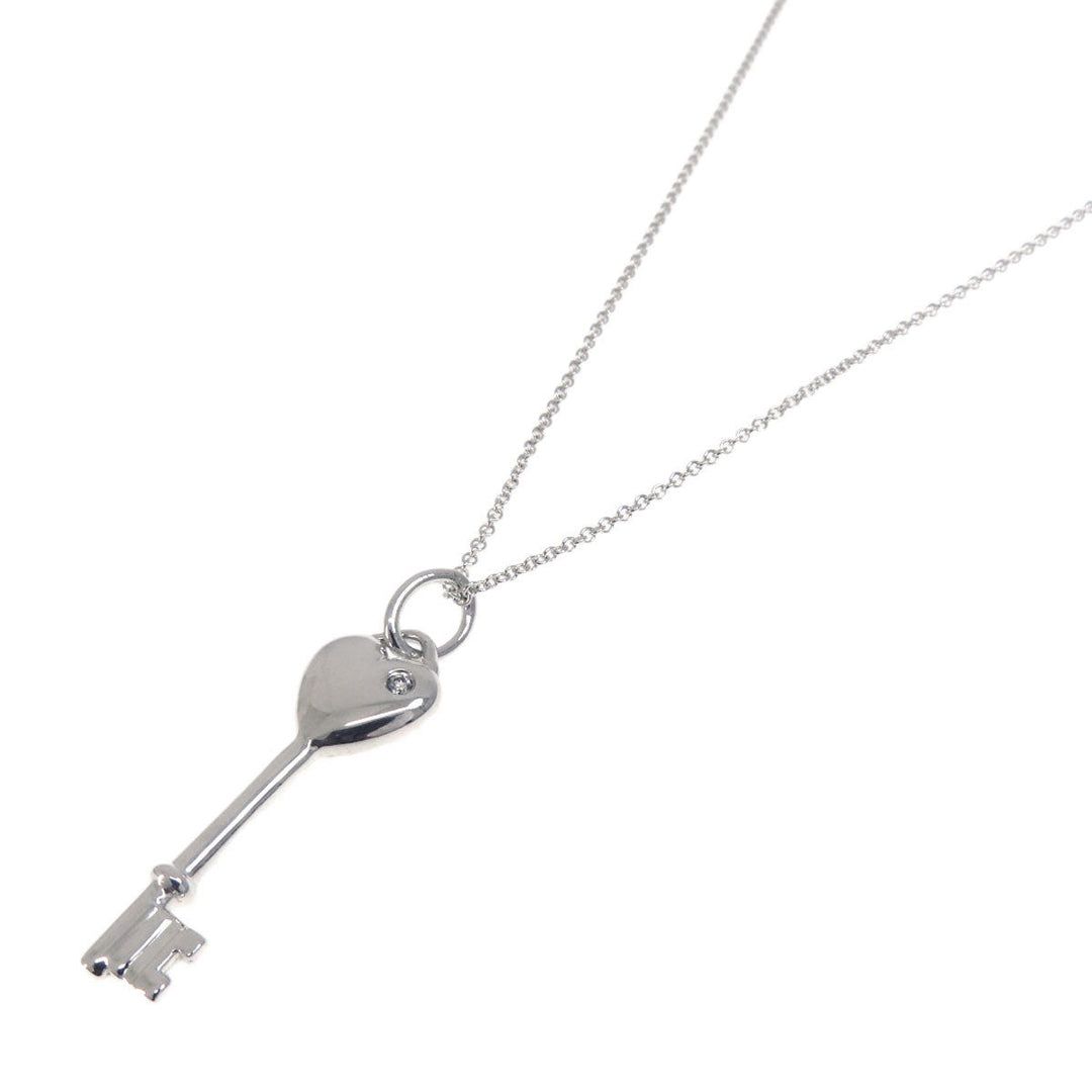 TIFFANY&Co. Necklace SV Silver Heart key 1P diamond Women Used Authentic