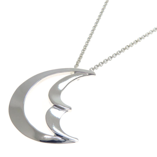 TIFFANY&Co. Necklace SV Silver Crescent Moon Medium Women Used Authentic