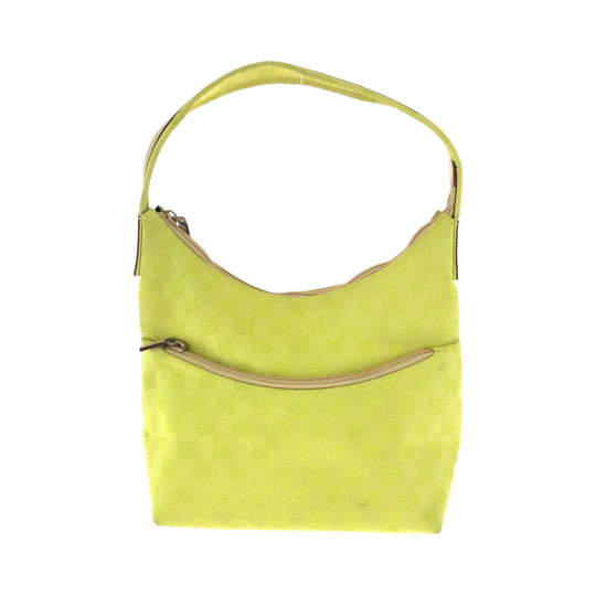 GUCCI Shoulder Bag 001 3386 GG canvas Yellow Beige Gold Metal One Shoulder Bag Women Used Authentic